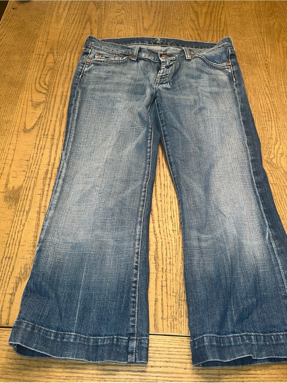 Vintage Seven 7 For All Mankind Blue Jeans Capris Cropped Denim Sz 28